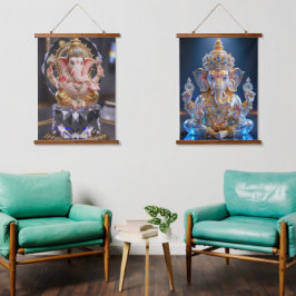 Lord Shree Ganesha Crystal & Diamond Sculpture Hangend Wandkleed