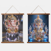 Lord Shree Ganesha Crystal & Diamond Sculpture Hangend Wandkleed (Dubbel)