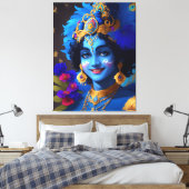 Lord Shri Krishna Hindu Godheid AI Gegenereerd Canvas Afdruk (Insitu (Slaapkamer))