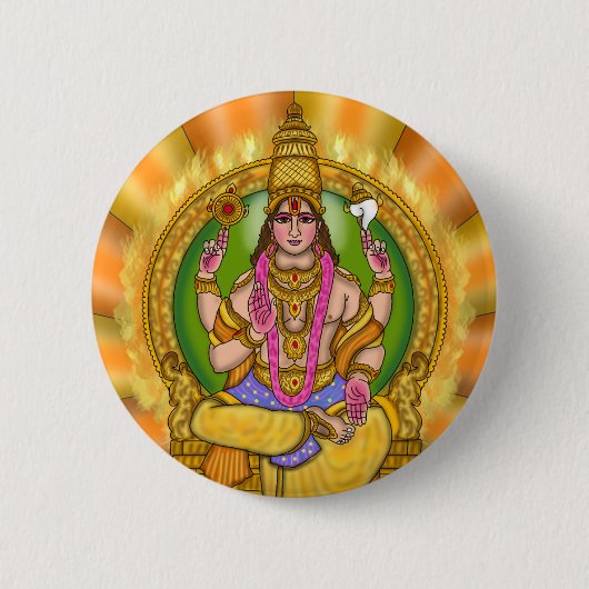 Lord Sun (Surya) Astrologie Knop Ronde Button 5,7 Cm (Voorkant)