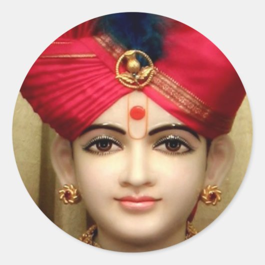 Lord Swaminarayan Ronde Sticker (Voorkant)