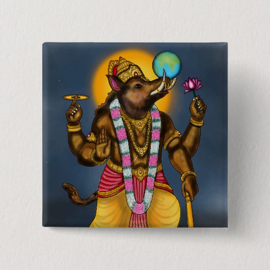 Lord Varaha-knop Vierkante Button 5,1 Cm (Voorkant)