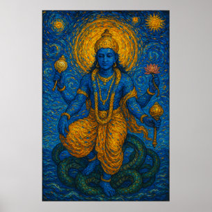 Lord Vishnu Bewaarder van het Universum Kunstwerk Poster