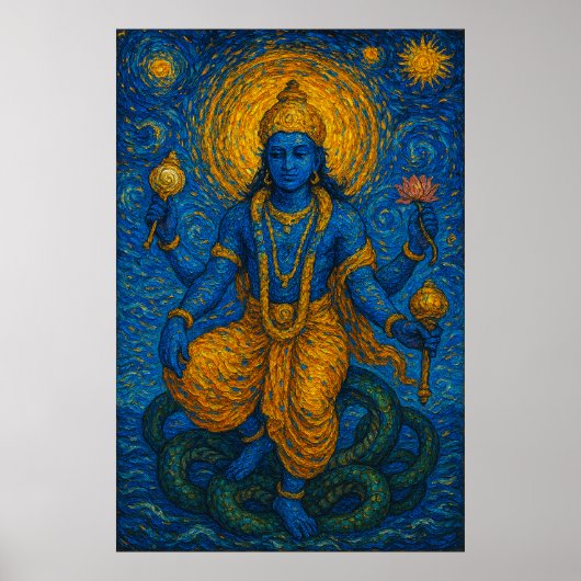 Lord Vishnu Bewaarder van het Universum Kunstwerk Poster (Voorkant)