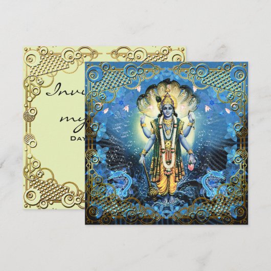 Lord Vishnu - Card, Greeting, Invite Kaart (Voorkant / Achterkant)