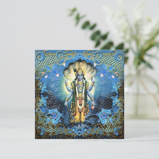 Lord Vishnu - Card, Greeting, Invite Kaart (Staand voorkant)