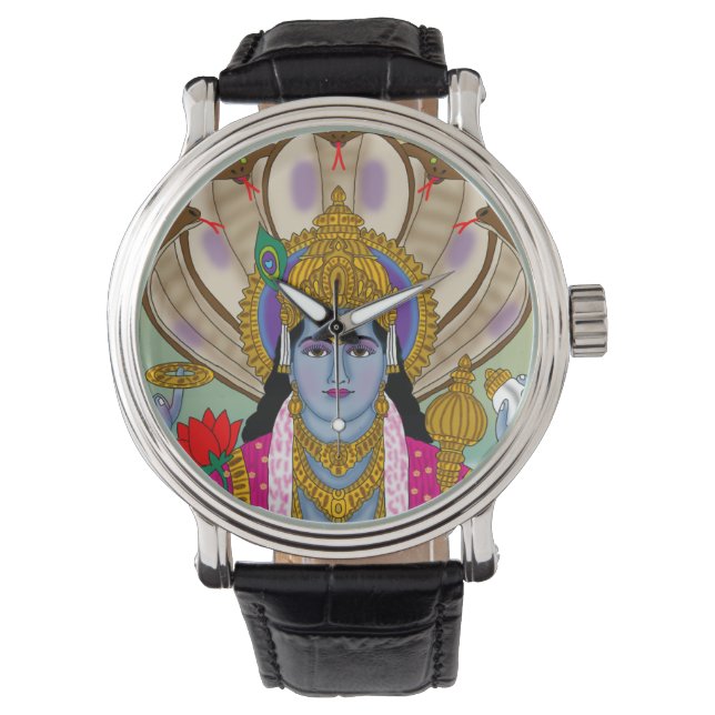 Lord Vishnu Clock Horloge (Voorkant)