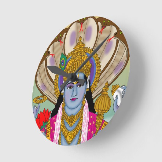 Lord Vishnu Clock Ronde Klok (Hoek)