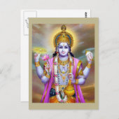 Lord Vishnu Floral Fine Art Briefkaart (Voorkant / Achterkant)