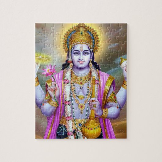 Lord Vishnu Floral Fine Art Legpuzzel (Verticaal)