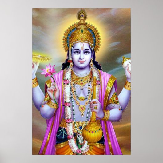 Lord Vishnu Floral Fine Art Poster (Voorkant)