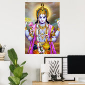 Lord Vishnu Floral Fine Art Poster (Thuiskantoor)
