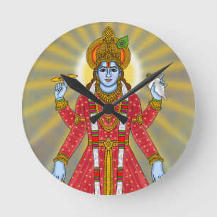 Lord Vishnu-klok – Goddelijke wandkunst en woondec Ronde Klok