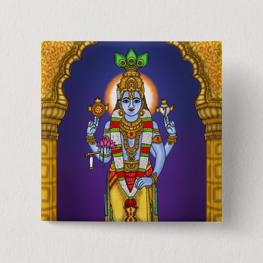 Lord Vishnu-knop Vierkante Button 5,1 Cm (Voorkant)