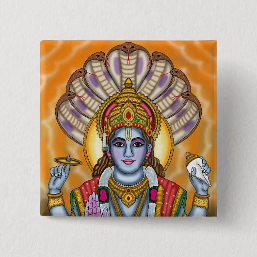 Lord Vishnu-knop Vierkante Button 5,1 Cm (Voorkant)