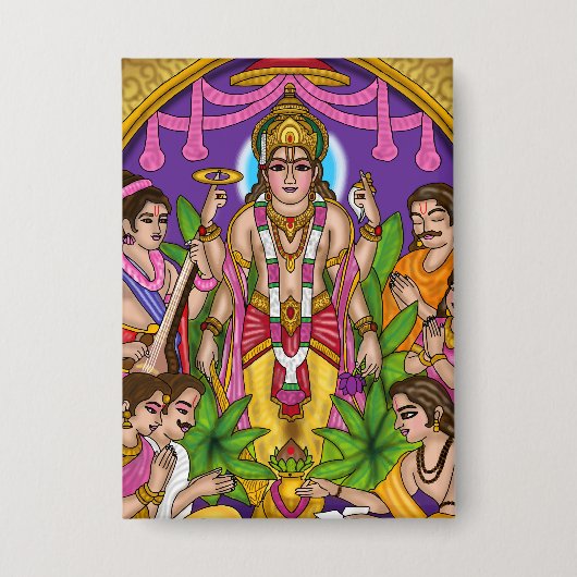 Lord Vishnu Satyanarayan Knop Button (Voorkant)