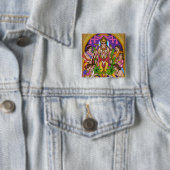 Lord Vishnu Satyanarayan Knop Vierkante Button 5,1 Cm (In situ)