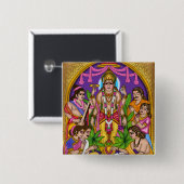 Lord Vishnu Satyanarayan Knop Vierkante Button 5,1 Cm (Voorkant /achterkant)