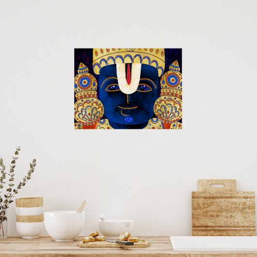 Lord Vishnu Tirupati Perumal Hindu God Painting Poster (Keuken)