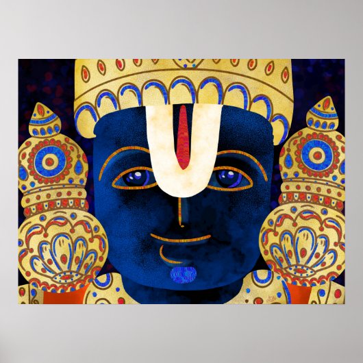 Lord Vishnu Tirupati Perumal Hindu God Painting Poster (Voorkant)
