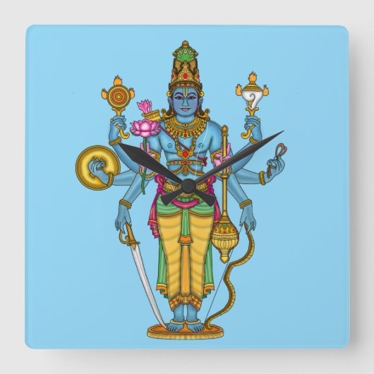 Lord Vishnu wandklok (Voorkant)