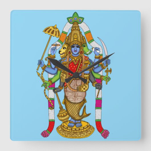 Lord Vishnu wandklok (Voorkant)