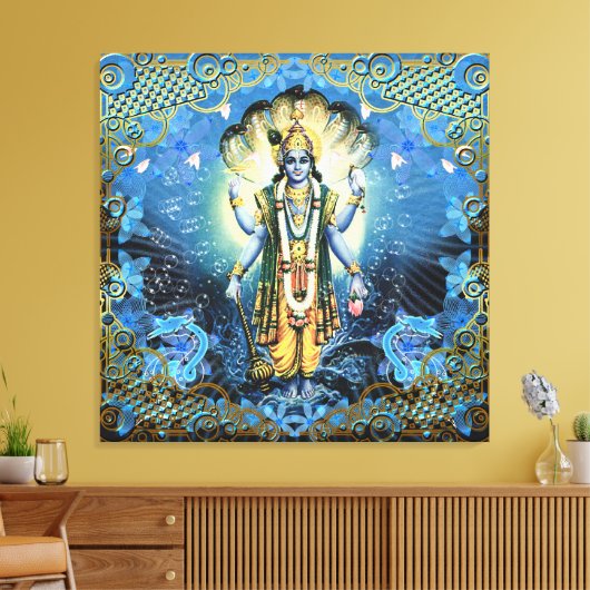 Lord Vishnu - Wrapped Canvas (Insitu (Woonkamer))