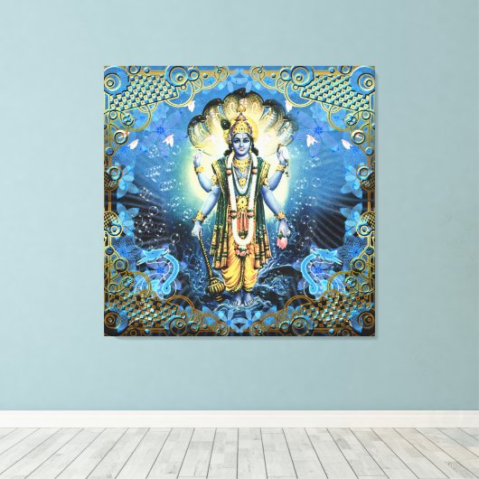 Lord Vishnu - Wrapped Canvas (Insitu (Houten vloer))