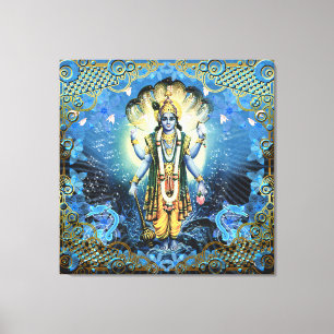 Lord Vishnu - Wrapped Canvas Afdruk