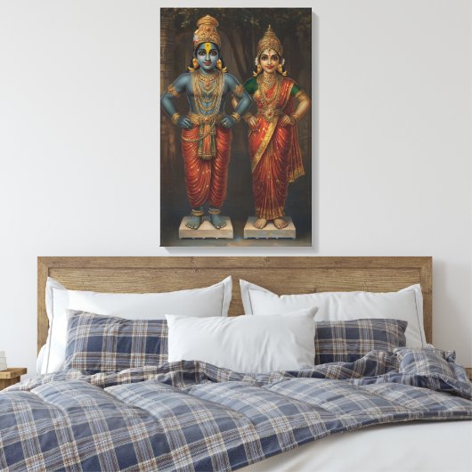 Lord Vitthal en Rakhumai Devi Canvas Muurkunst (Insitu (Slaapkamer))