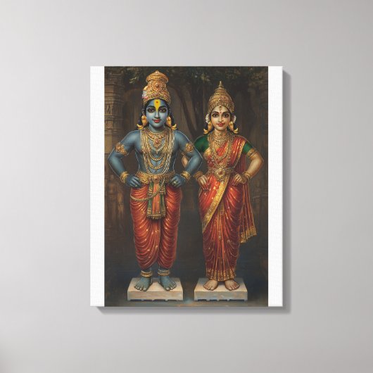 Lord Vitthal en Rakhumai Devi Canvas Muurkunst Afdruk (Voorkant)
