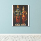 Lord Vitthal en Rakhumai Devi Canvas Muurkunst Afdruk (Insitu (Houten vloer))