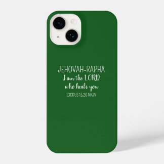 Lord Who Heals Dark Green Simple Christian iPhone 14 Hoesje