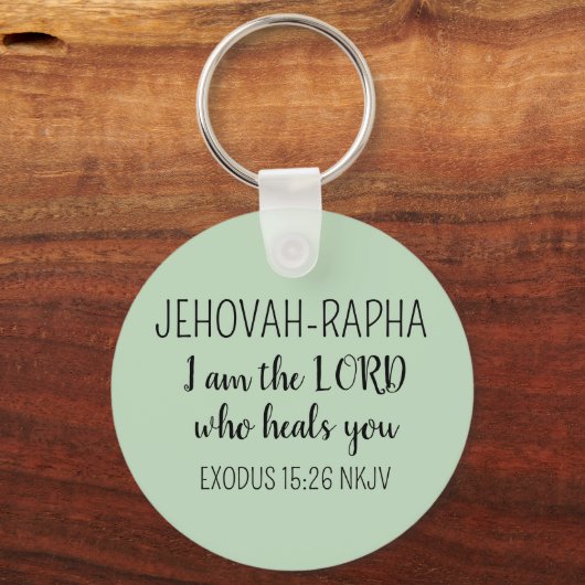 Lord Who Heals Light Green Simple Christian Sleutelhanger (Achterkant)