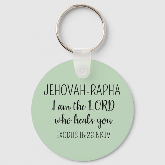 Lord Who Heals Light Green Simple Christian Sleutelhanger (Achterkant)