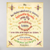 Lord's Prayer Calligraphy 1889 Poster (Voorkant)