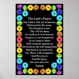 Lord's Prayer in a Rainbow Flower Border Poster