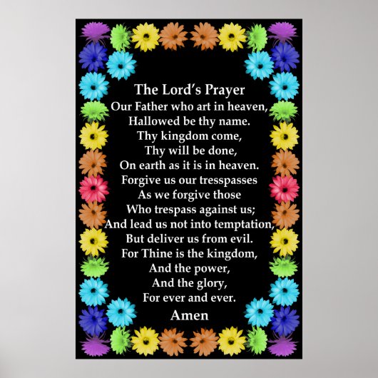Lord's Prayer in a Rainbow Flower Border Poster (Voorkant)