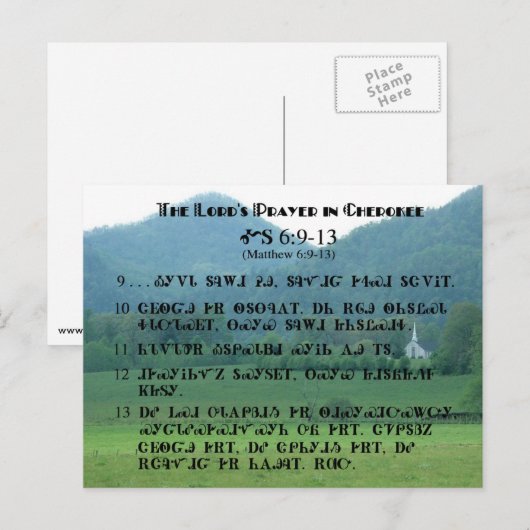 Lord's Prayer in Cherokee Briefkaart (Voorkant / Achterkant)
