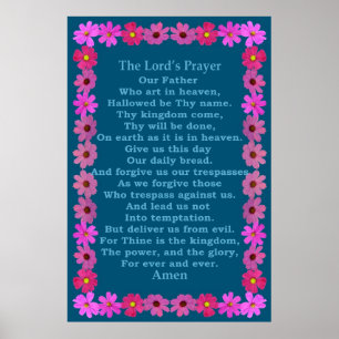 Lord's Prayer in een Roze Cosmos Lijst Poster