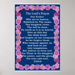 Lord's Prayer in een roze Hollyhock-Lijst Poster
