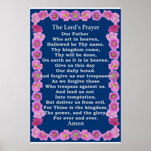 Lord's Prayer in een roze Hollyhock-Lijst Poster (Voorkant)