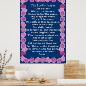 Lord's Prayer in een roze Hollyhock-Lijst Poster (Keuken)