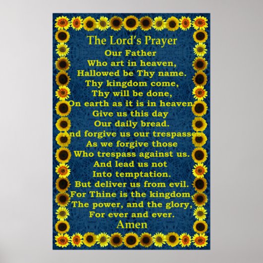 Lord's Prayer in een Sunflower Lijst Poster (Voorkant)
