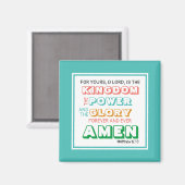 Lord's Prayer KINGDOM POWER GLORY Christelijk BLAU Magneet (Voorkant / Achterkant)