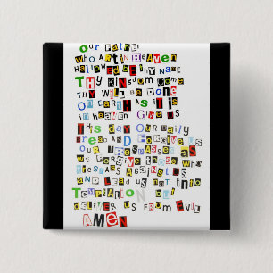 Lord's Prayer Vierkante Button 5,1 Cm