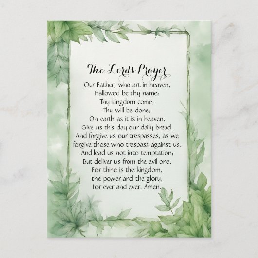 Lord's Prayer Waterverf Botanische Poster Print Briefkaart (Voorkant)