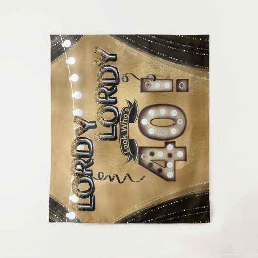 Lordy Lordy Kijk Wie 40 Verjaardagsballonnen Wandkleed (Voorkant)