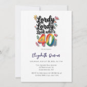 Lordy Lordy Look Who’s 40 Birthday Party Kaart (Achterkant)