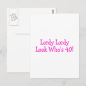 Lordy Lordy Look Whos 40 Roze Briefkaart (Voorkant / Achterkant)